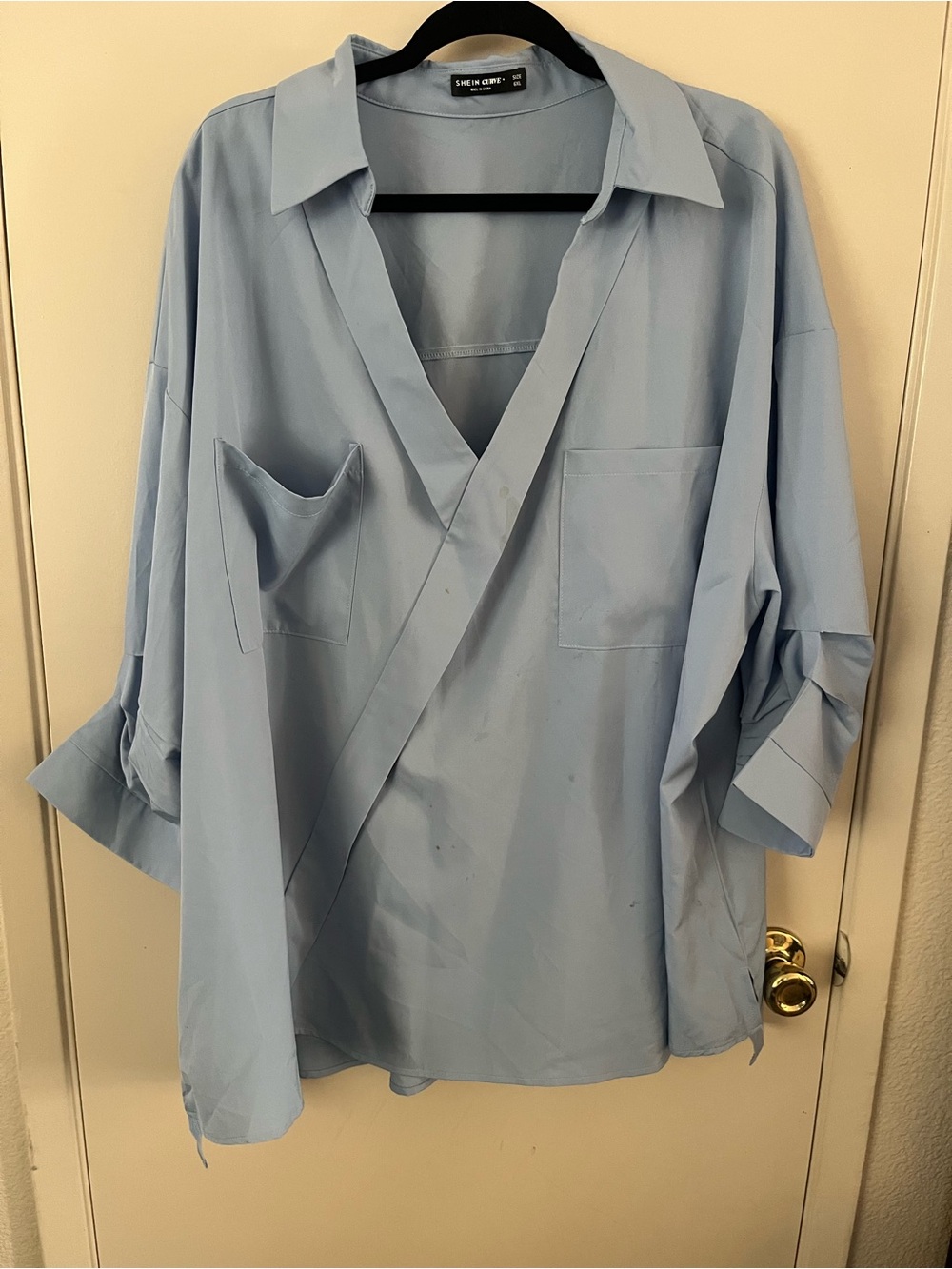 SHEIN Light Blue Women's Oversized Button-Down Shirt